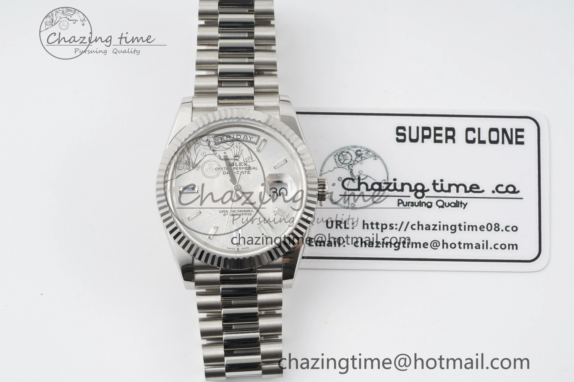 Day Date 40 SS 904L Steel JDF 1:1 Best Edition Meteorite Dial on SS Bracelet A ModernLook 2232