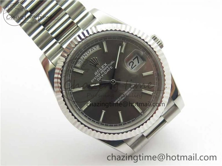 Stretchable Day Date 40 SS Bp Maker 1:1 Best Edition Gray Dial on SS Bracelet A 2547