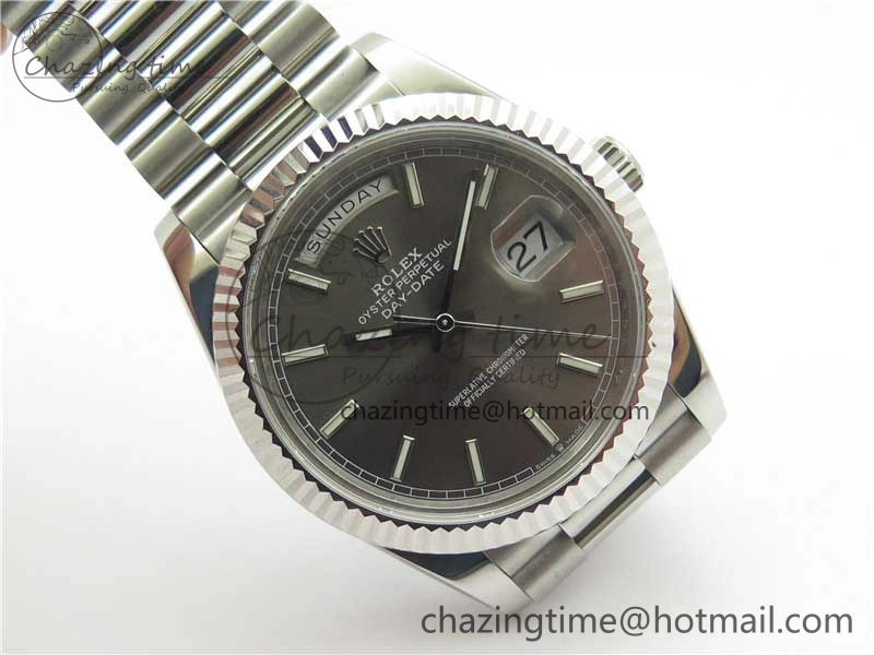 Stretchable Day Date 40 SS Bp Maker 1:1 Best Edition Gray Dial on SS Bracelet A 2547