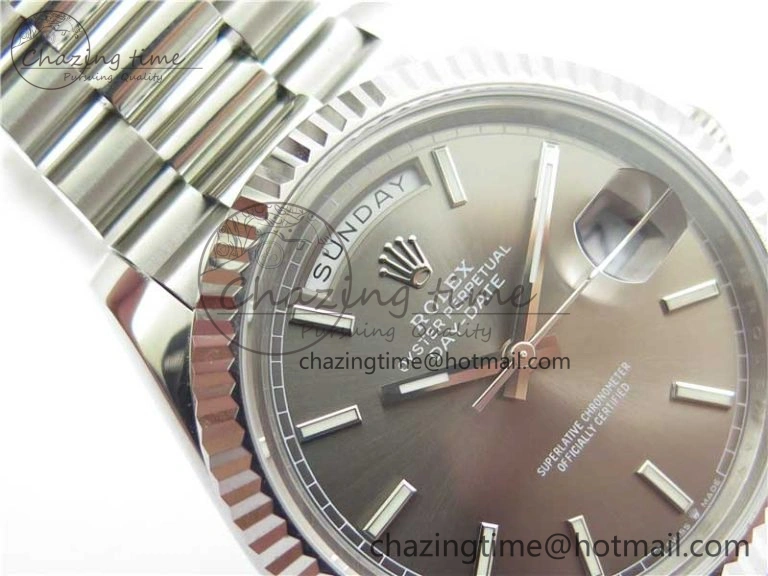 Stretchable Day Date 40 SS Bp Maker 1:1 Best Edition Gray Dial on SS Bracelet A 2547