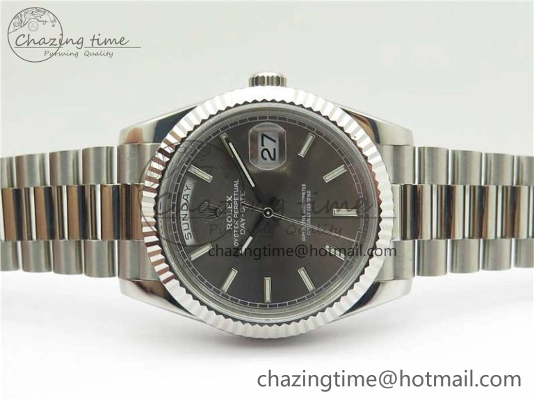 Stretchable Day Date 40 SS Bp Maker 1:1 Best Edition Gray Dial on SS Bracelet A 2547