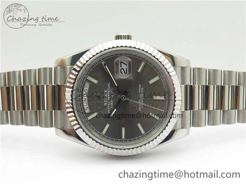 Stretchable Day Date 40 SS Bp Maker 1:1 Best Edition Gray Dial on SS Bracelet A 2547