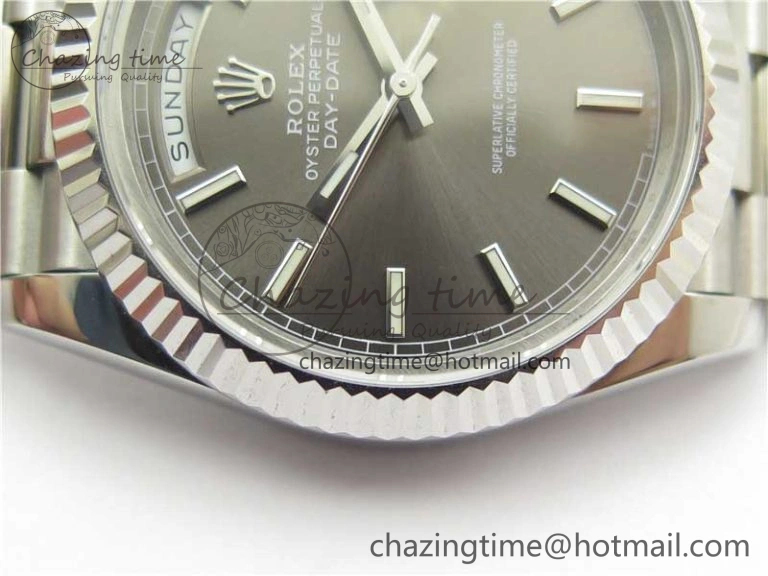 Stretchable Day Date 40 SS Bp Maker 1:1 Best Edition Gray Dial on SS Bracelet A 2547