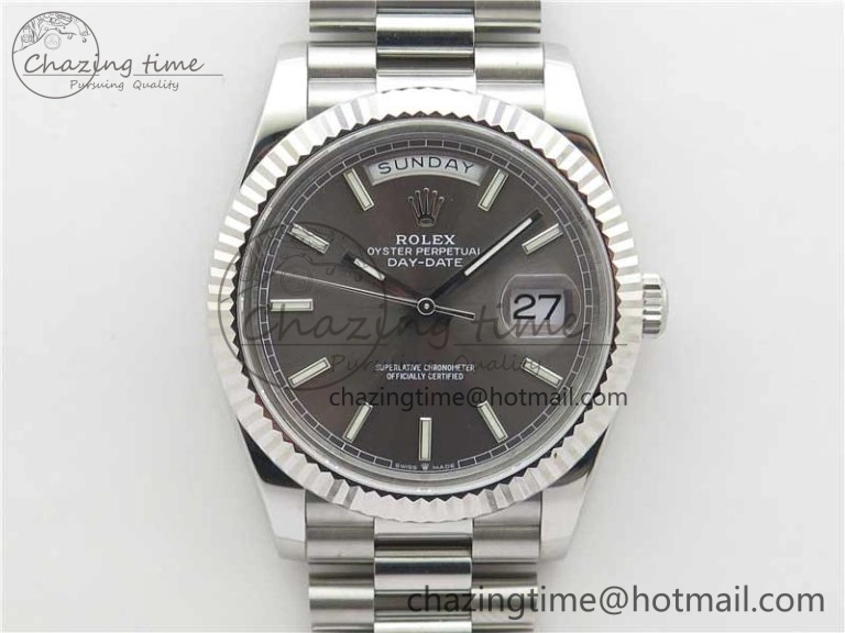 Stretchable Day Date 40 SS Bp Maker 1:1 Best Edition Gray Dial on SS Bracelet A 2547