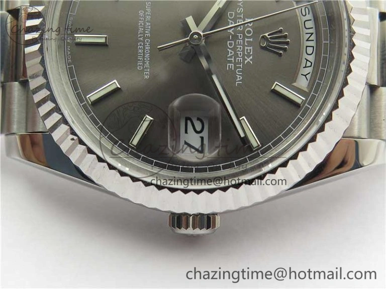 Stretchable Day Date 40 SS Bp Maker 1:1 Best Edition Gray Dial on SS Bracelet A 2547
