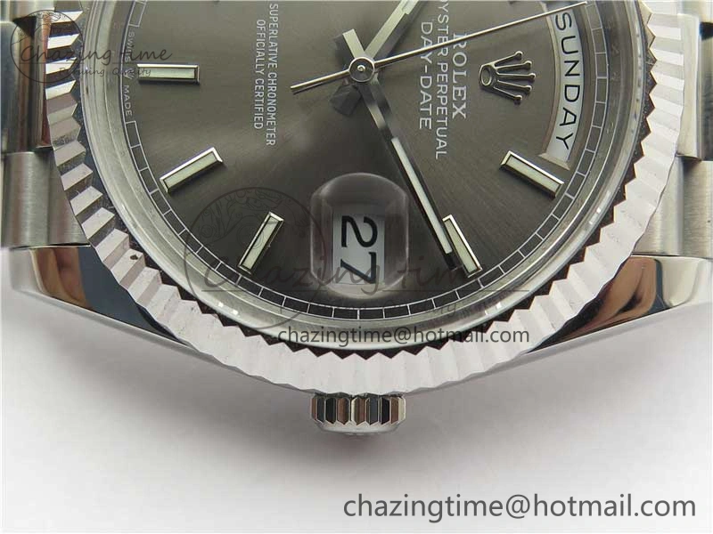 Stretchable Day Date 40 SS Bp Maker 1:1 Best Edition Gray Dial on SS Bracelet A 2547