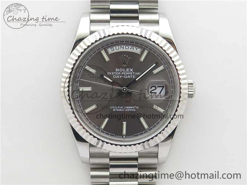 Stretchable Day Date 40 SS Bp Maker 1:1 Best Edition Gray Dial on SS Bracelet A 2547