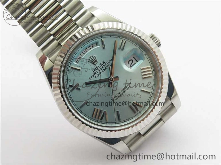 Day Date 40 SS Bp Maker 1:1 Best Edition Tiffany Blue Roman Dial on SS Bracelet A RelaxedFit 2549