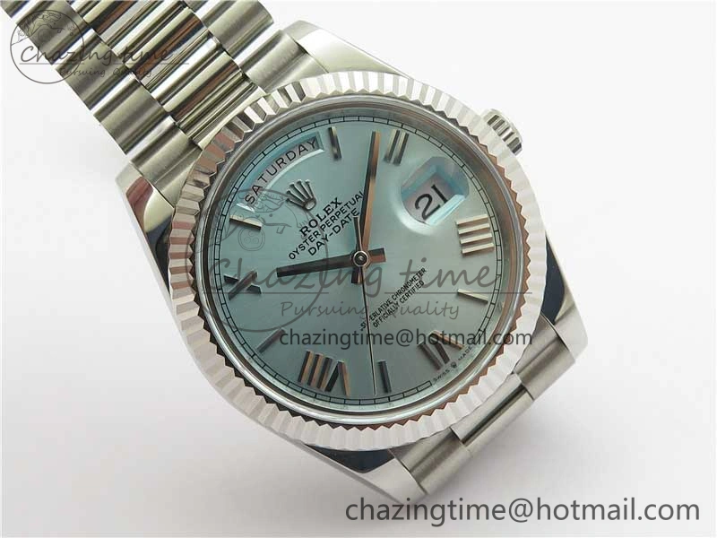 Day Date 40 SS Bp Maker 1:1 Best Edition Tiffany Blue Roman Dial on SS Bracelet A RelaxedFit 2549