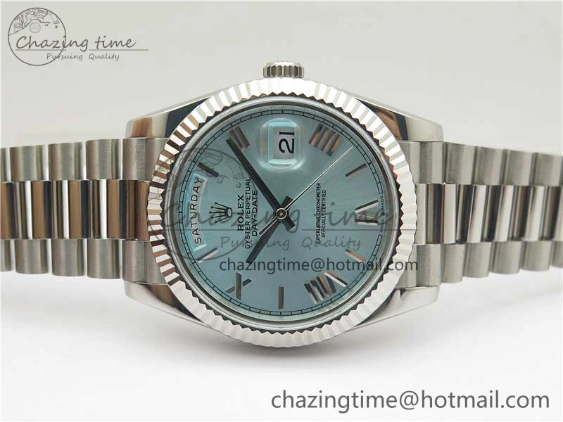 Day Date 40 SS Bp Maker 1:1 Best Edition Tiffany Blue Roman Dial on SS Bracelet A RelaxedFit 2549