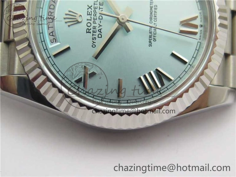 Day Date 40 SS Bp Maker 1:1 Best Edition Tiffany Blue Roman Dial on SS Bracelet A RelaxedFit 2549