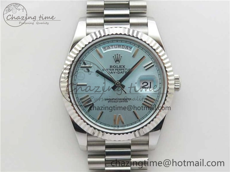 Day Date 40 SS Bp Maker 1:1 Best Edition Tiffany Blue Roman Dial on SS Bracelet A RelaxedFit 2549