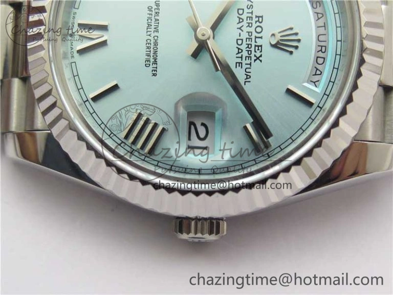 Day Date 40 SS Bp Maker 1:1 Best Edition Tiffany Blue Roman Dial on SS Bracelet A RelaxedFit 2549