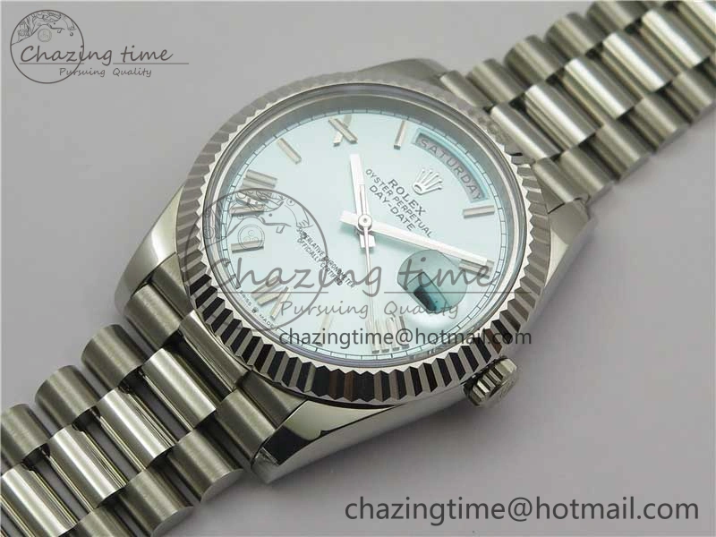 Day Date 40 SS Bp Maker 1:1 Best Edition Tiffany Blue Roman Dial on SS Bracelet A RelaxedFit 2549