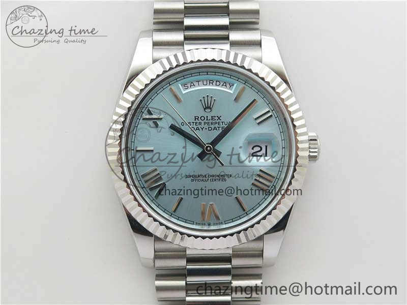 Day Date 40 SS Bp Maker 1:1 Best Edition Tiffany Blue Roman Dial on SS Bracelet A RelaxedFit 2549