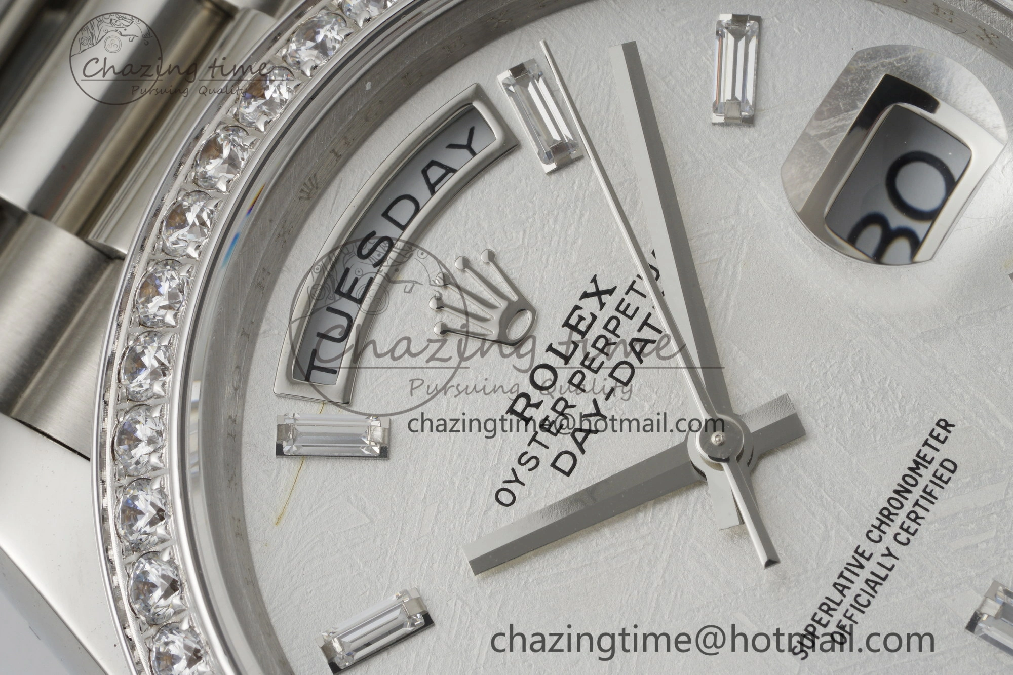Day Date 40 SS Diamonds Bezel 904L Steel JDF 1:1 Best Edition Meteorite Dial on SS Bracelet A Attractive 2233