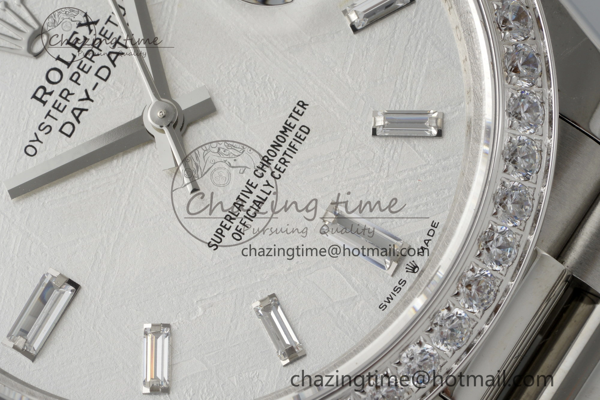Day Date 40 SS Diamonds Bezel 904L Steel JDF 1:1 Best Edition Meteorite Dial on SS Bracelet A Attractive 2233