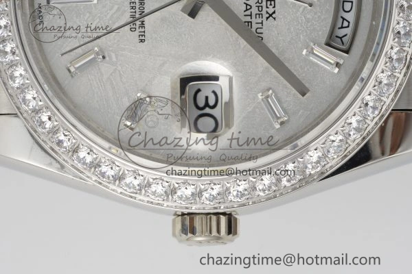 Day Date 40 SS Diamonds Bezel 904L Steel JDF 1:1 Best Edition Meteorite Dial on SS Bracelet A Attractive 2233