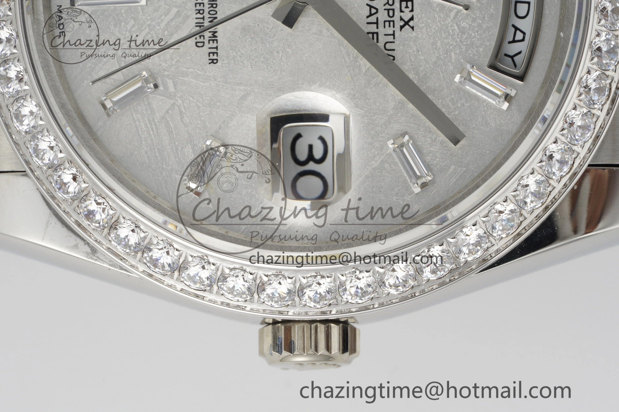 Day Date 40 SS Diamonds Bezel 904L Steel JDF 1:1 Best Edition Meteorite Dial on SS Bracelet A Attractive 2233