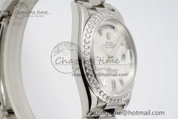 Day Date 40 SS Diamonds Bezel 904L Steel JDF 1:1 Best Edition Meteorite Dial on SS Bracelet A Attractive 2233