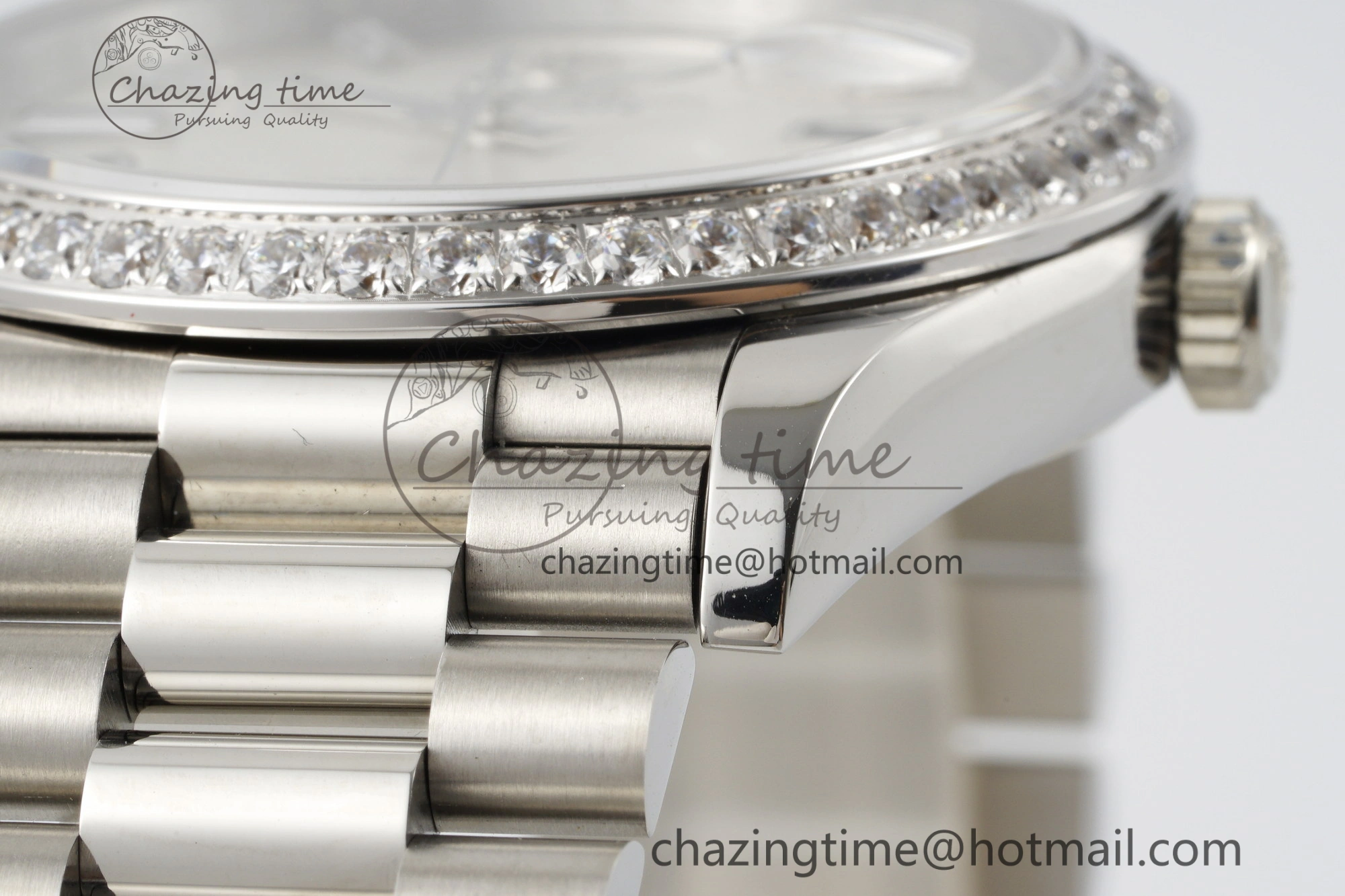 Day Date 40 SS Diamonds Bezel 904L Steel JDF 1:1 Best Edition Meteorite Dial on SS Bracelet A Attractive 2233