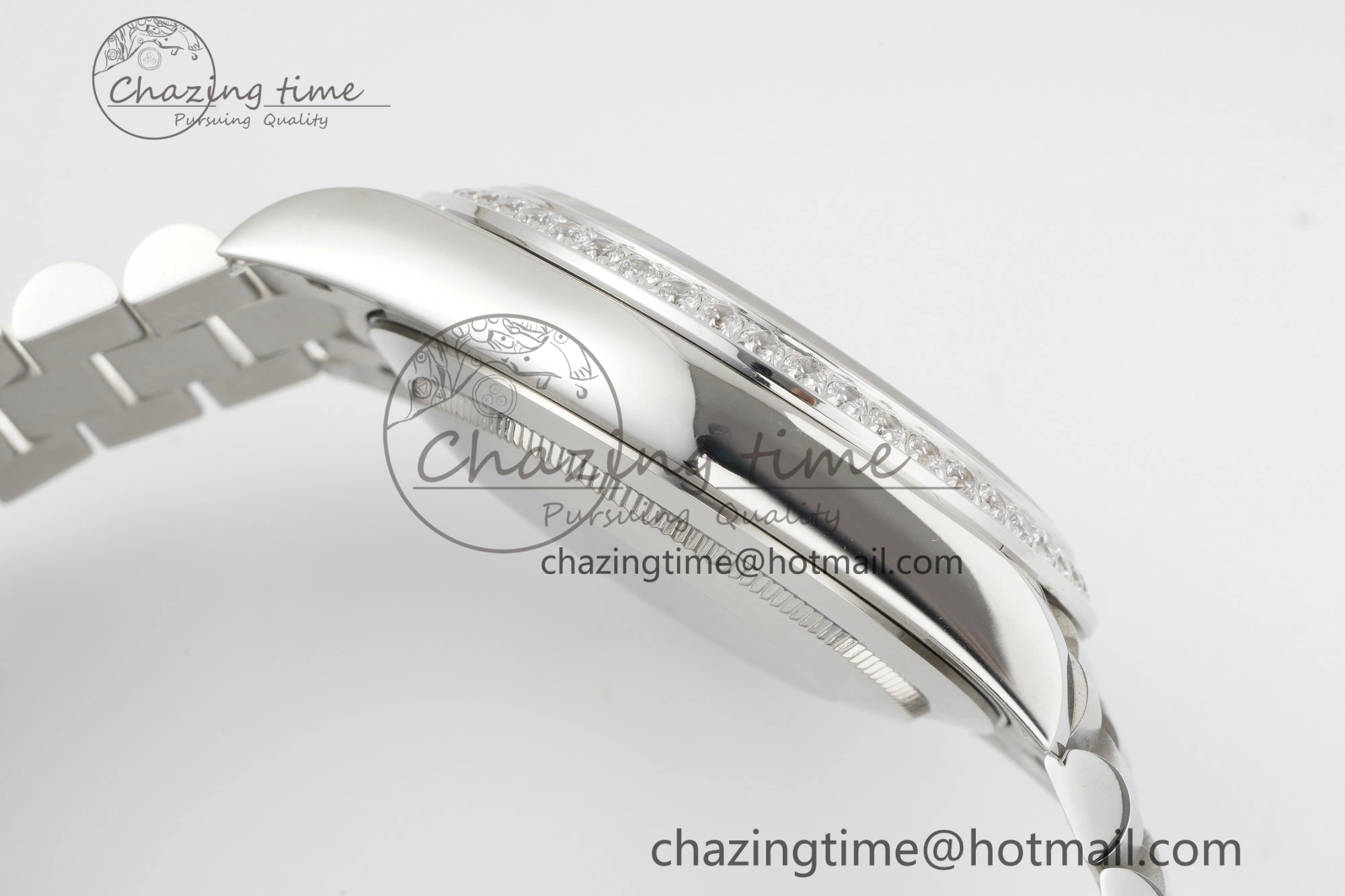 Day Date 40 SS Diamonds Bezel 904L Steel JDF 1:1 Best Edition Meteorite Dial on SS Bracelet A Attractive 2233
