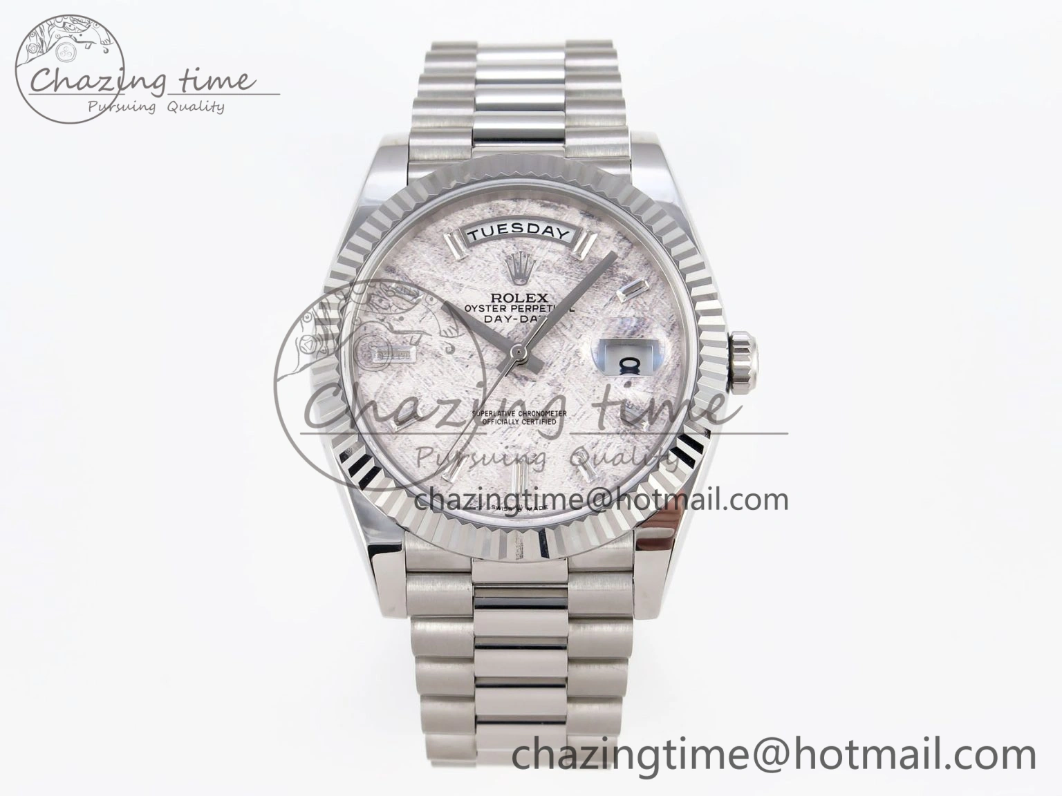 Original Day-Date 40 SS GSF Gain Weight Meteorite Crystal Dial on President Bracelet A 1916