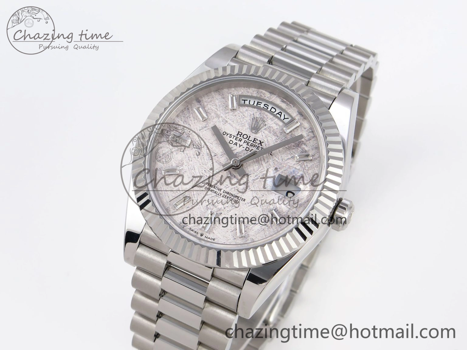 Original Day-Date 40 SS GSF Gain Weight Meteorite Crystal Dial on President Bracelet A 1916