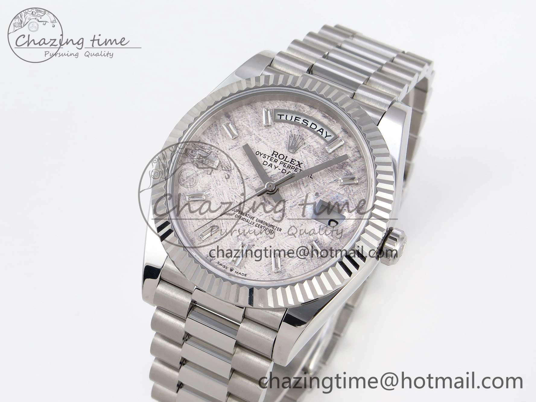 Original Day-Date 40 SS GSF Gain Weight Meteorite Crystal Dial on President Bracelet A 1916