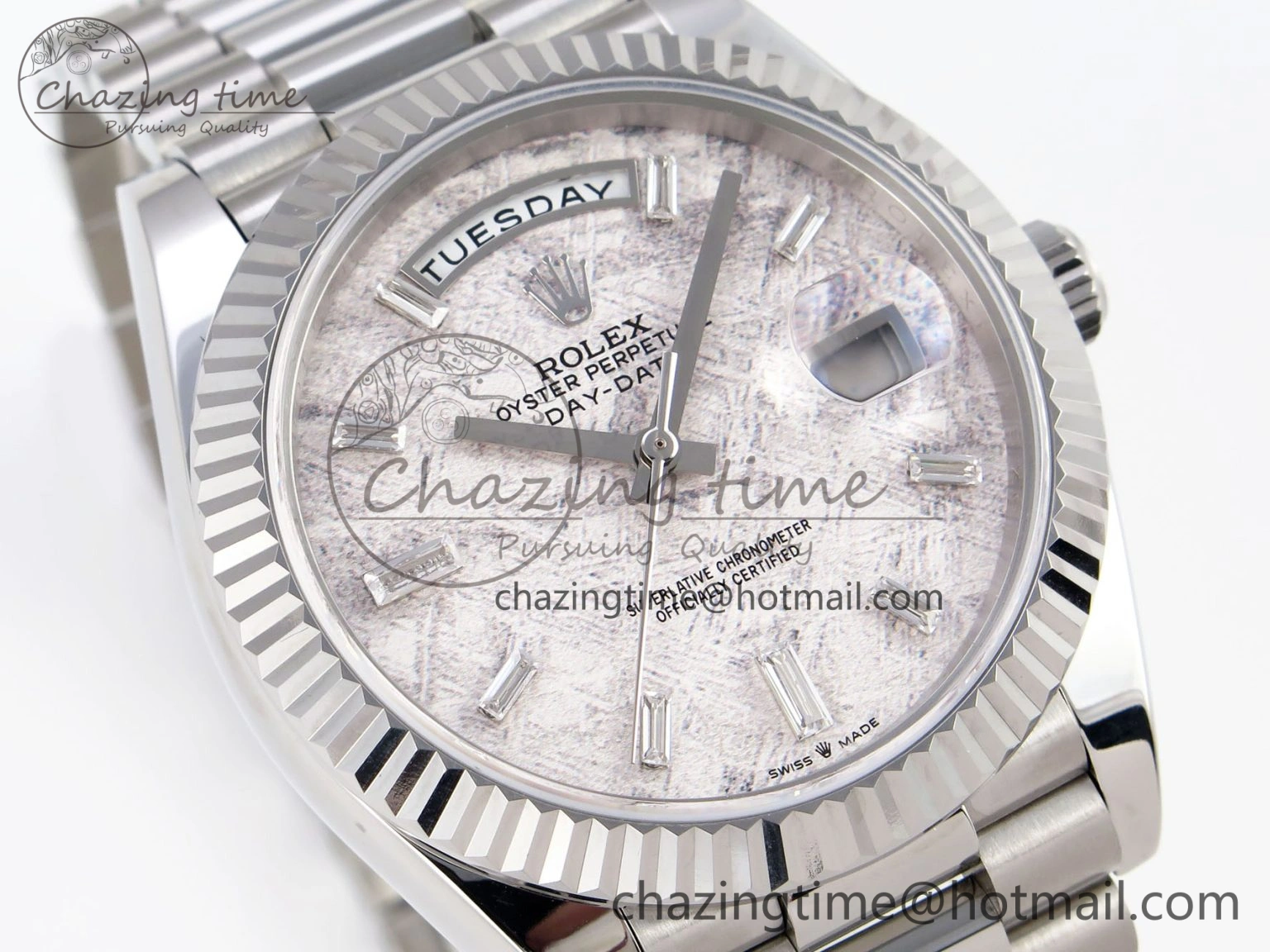 Original Day-Date 40 SS GSF Gain Weight Meteorite Crystal Dial on President Bracelet A 1916