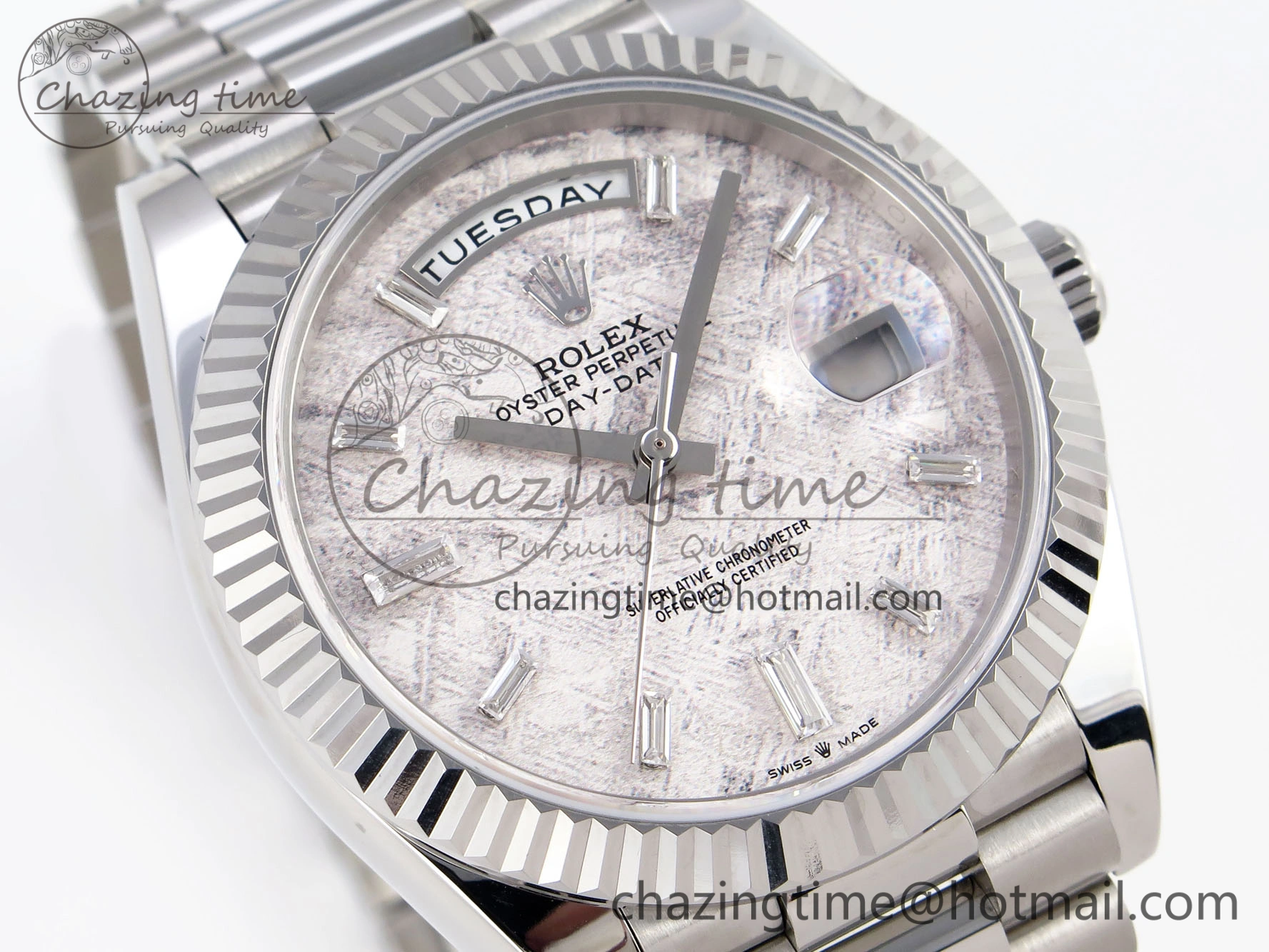 Original Day-Date 40 SS GSF Gain Weight Meteorite Crystal Dial on President Bracelet A 1916