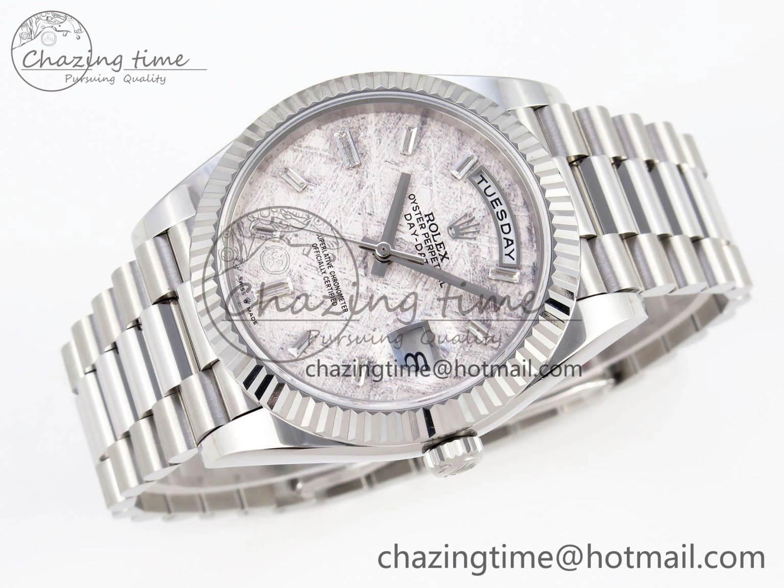 Original Day-Date 40 SS GSF Gain Weight Meteorite Crystal Dial on President Bracelet A 1916