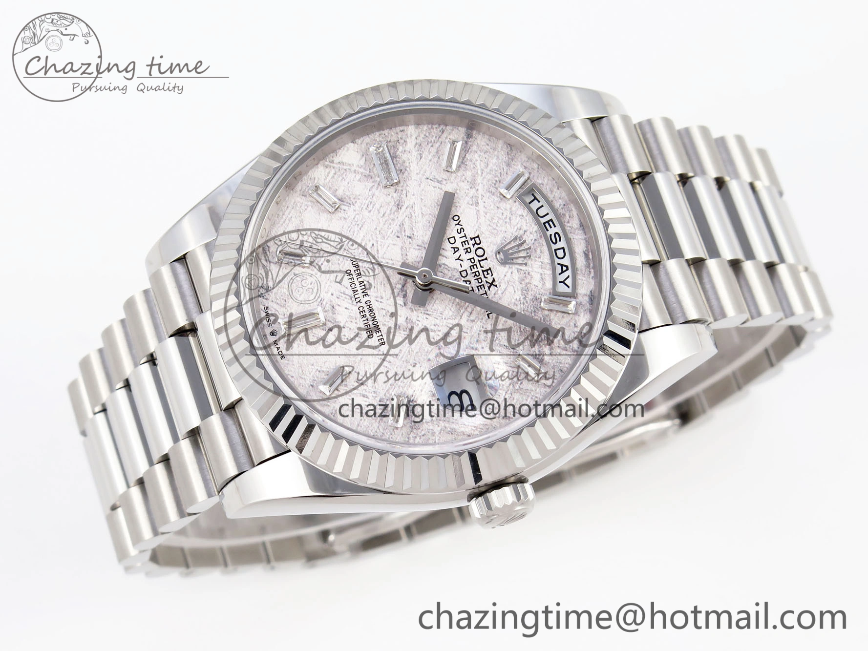 Original Day-Date 40 SS GSF Gain Weight Meteorite Crystal Dial on President Bracelet A 1916