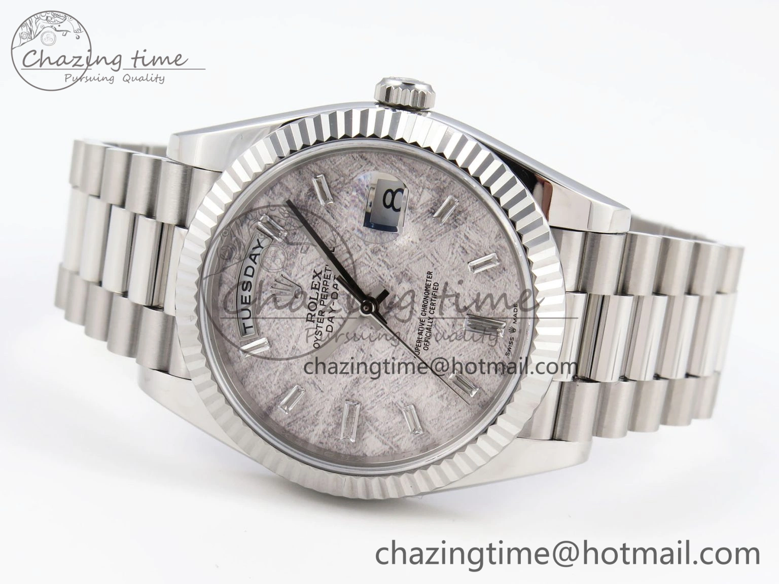 Original Day-Date 40 SS GSF Gain Weight Meteorite Crystal Dial on President Bracelet A 1916