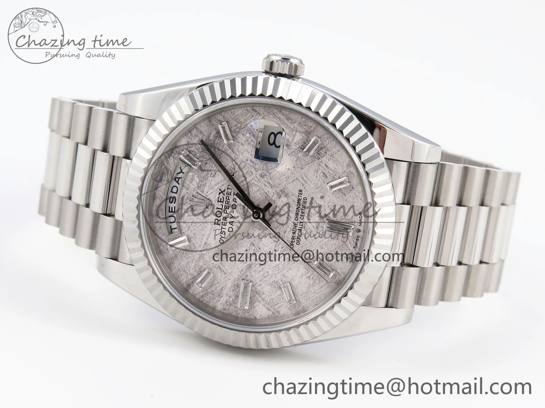 Original Day-Date 40 SS GSF Gain Weight Meteorite Crystal Dial on President Bracelet A 1916