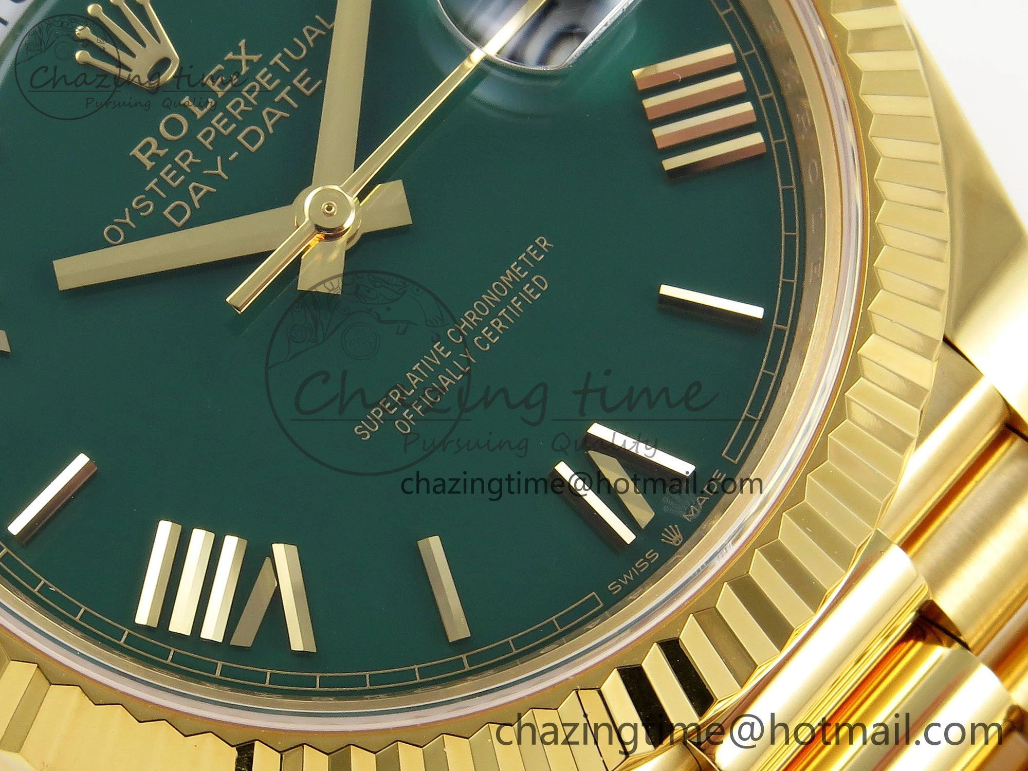 WrinkleFree Day Date 40 YG 228238 ARF 1:1 Best Edition Green Roman Dial on President Bracelet VR3255 (Gain Weight) 1502
