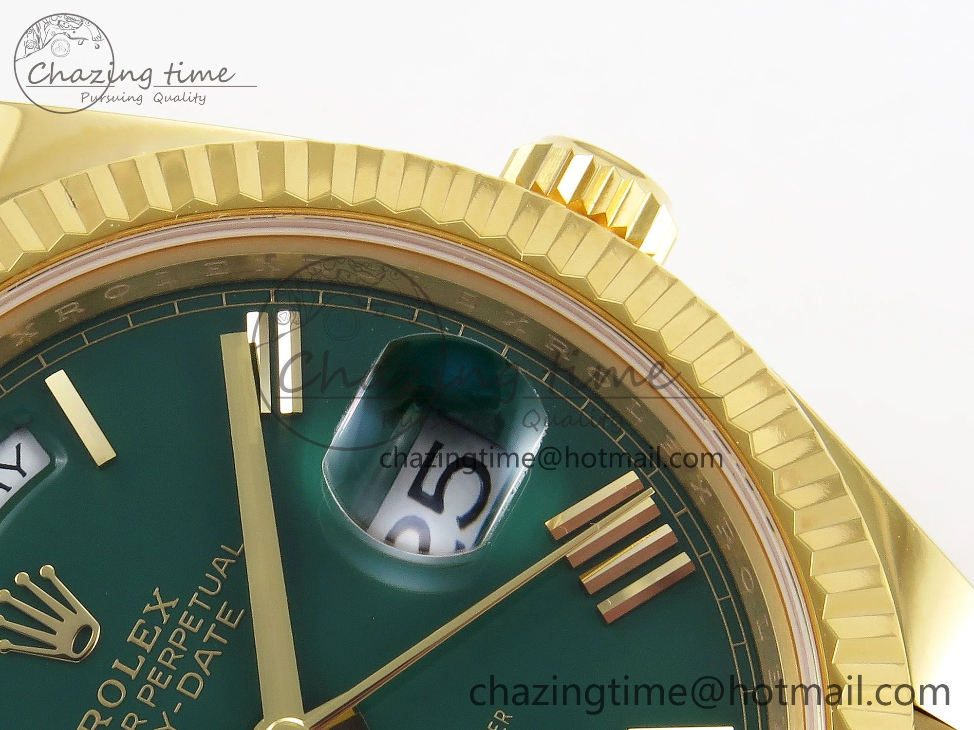 WrinkleFree Day Date 40 YG 228238 ARF 1:1 Best Edition Green Roman Dial on President Bracelet VR3255 (Gain Weight) 1502