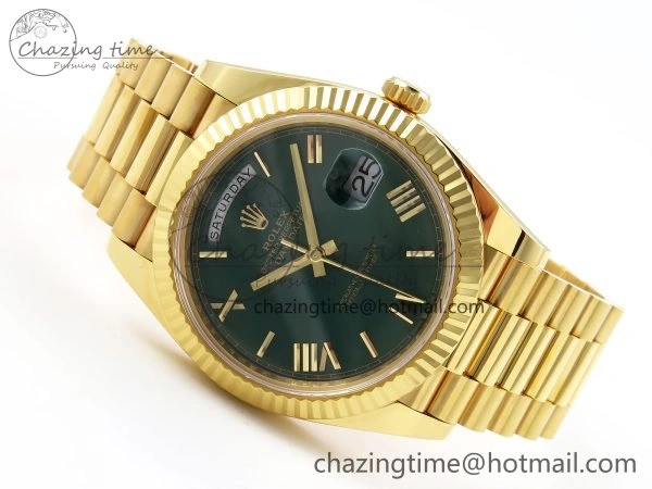 WellDesigned Day Date 40 YG 228238 ARF 1:1 Best Edition Green Roman Dial on President Bracelet VR 1521