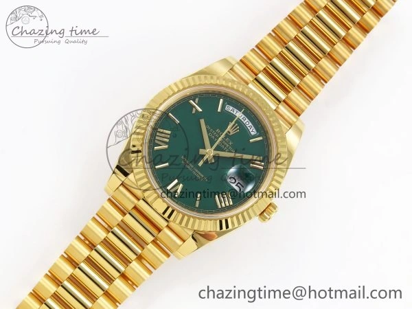 WellDesigned Day Date 40 YG 228238 ARF 1:1 Best Edition Green Roman Dial on President Bracelet VR 1521