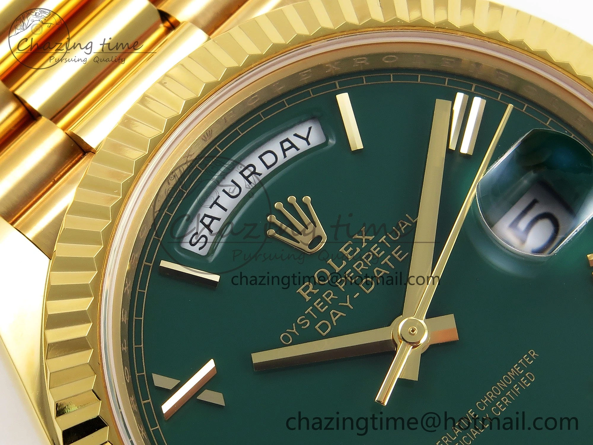 WellDesigned Day Date 40 YG 228238 ARF 1:1 Best Edition Green Roman Dial on President Bracelet VR 1521