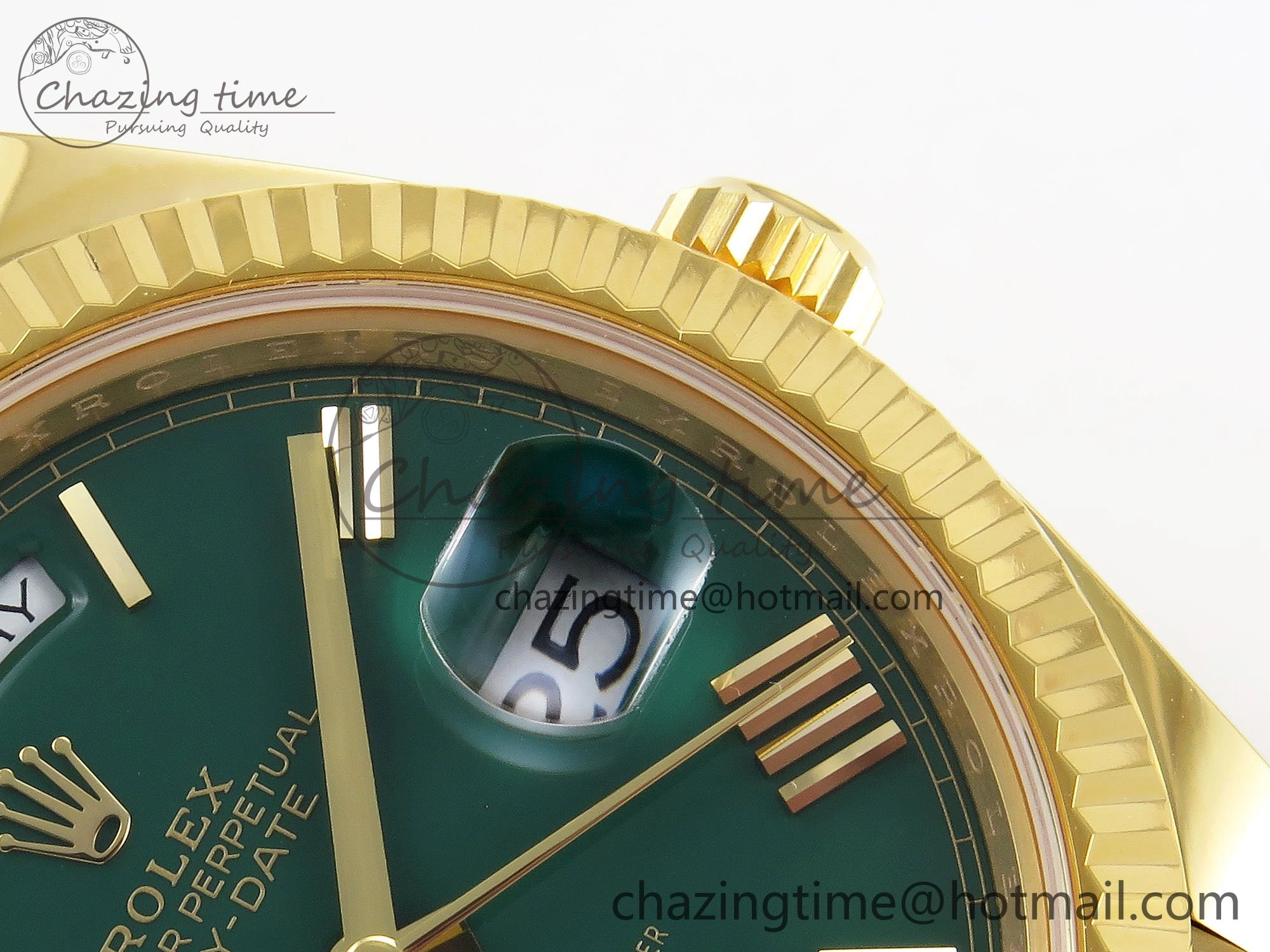 WellDesigned Day Date 40 YG 228238 ARF 1:1 Best Edition Green Roman Dial on President Bracelet VR 1521