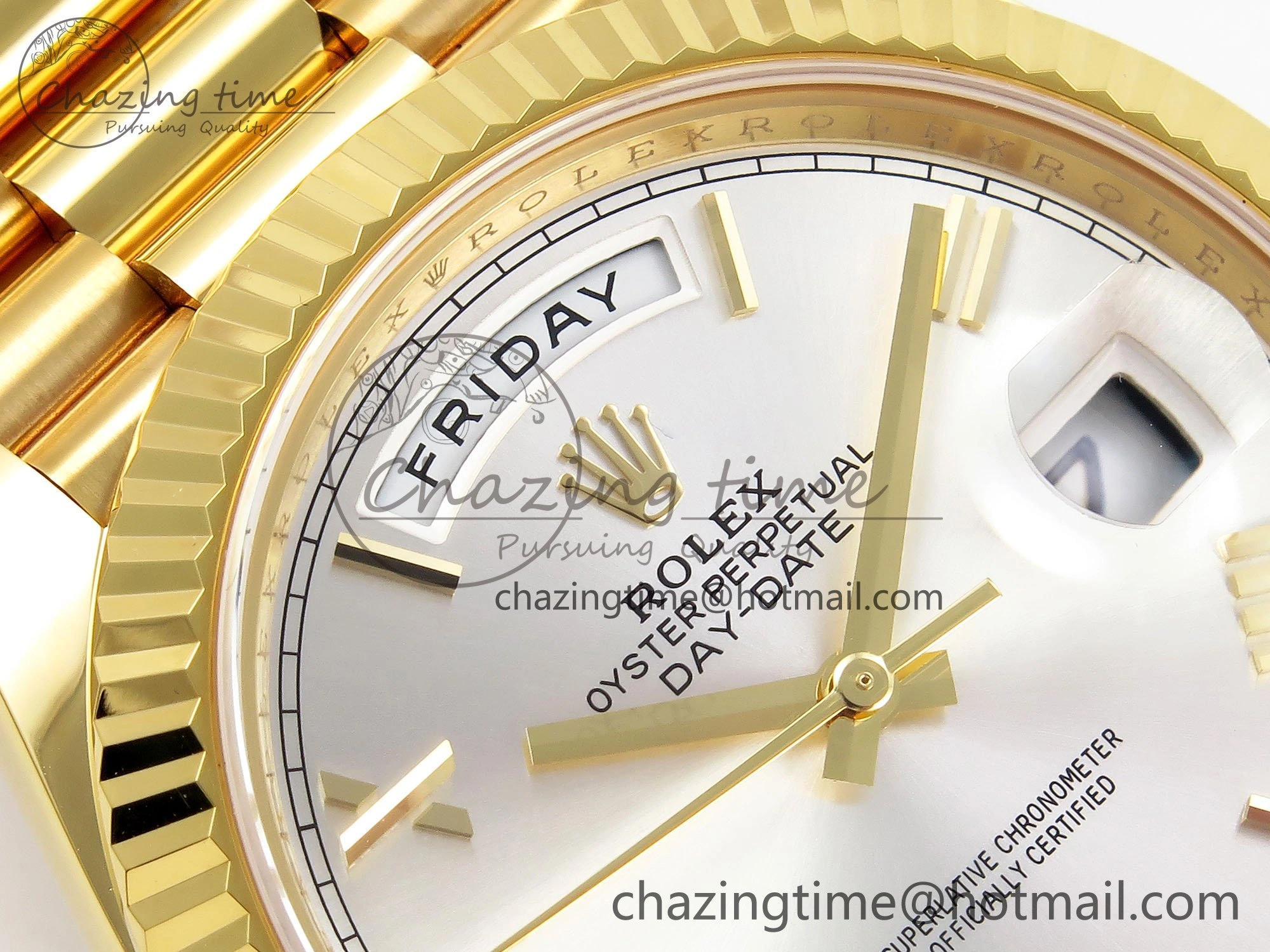 Modern Day Date 40 YG 228238 ARF 1:1 Best Edition Silver Roman Dial on President Bracelet VR 1513