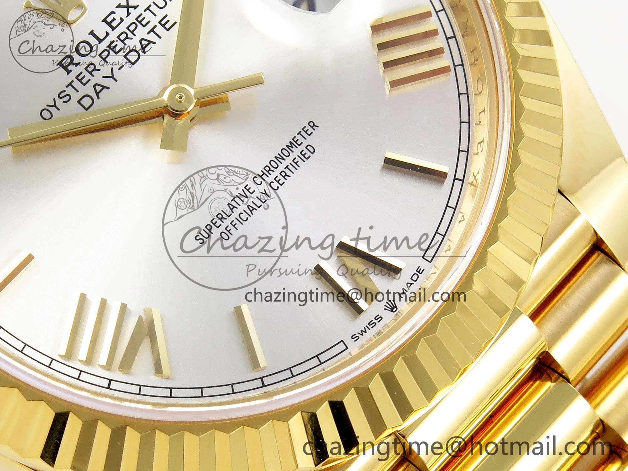 Modern Day Date 40 YG 228238 ARF 1:1 Best Edition Silver Roman Dial on President Bracelet VR 1513