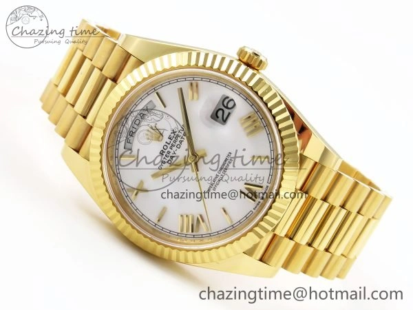 Bright Day Date 40 YG 228238 ARF 1:1 Best Edition White Roman Dial on President Bracelet VR 1511