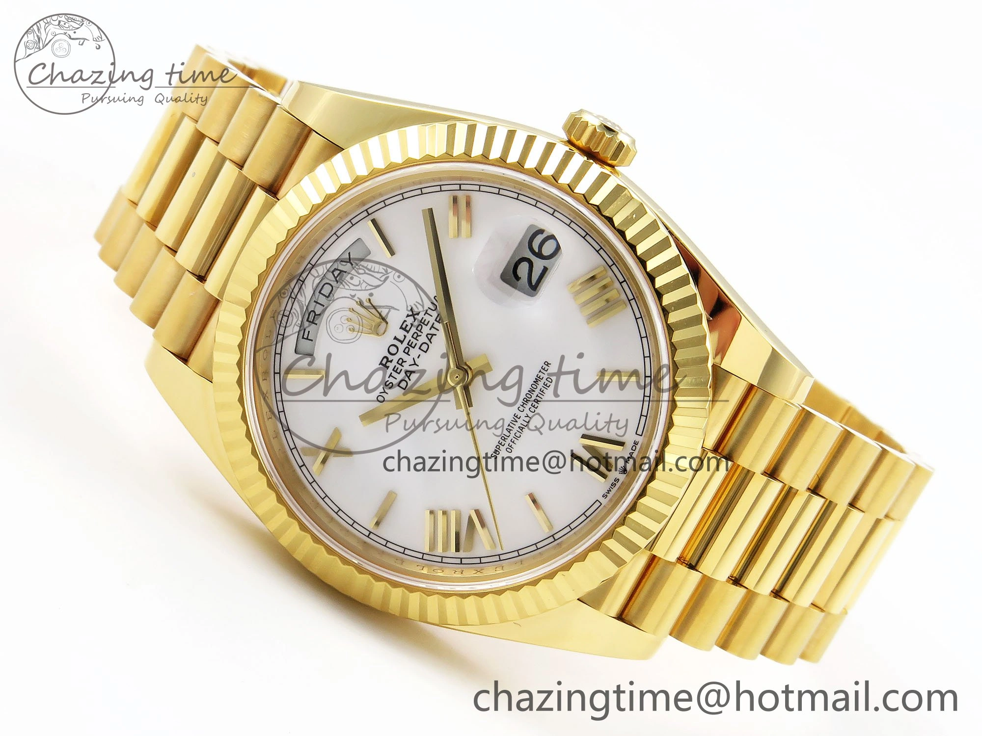 Bright Day Date 40 YG 228238 ARF 1:1 Best Edition White Roman Dial on President Bracelet VR 1511