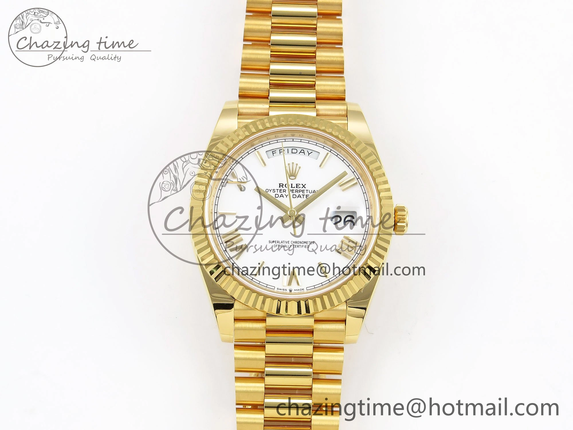 Bright Day Date 40 YG 228238 ARF 1:1 Best Edition White Roman Dial on President Bracelet VR 1511