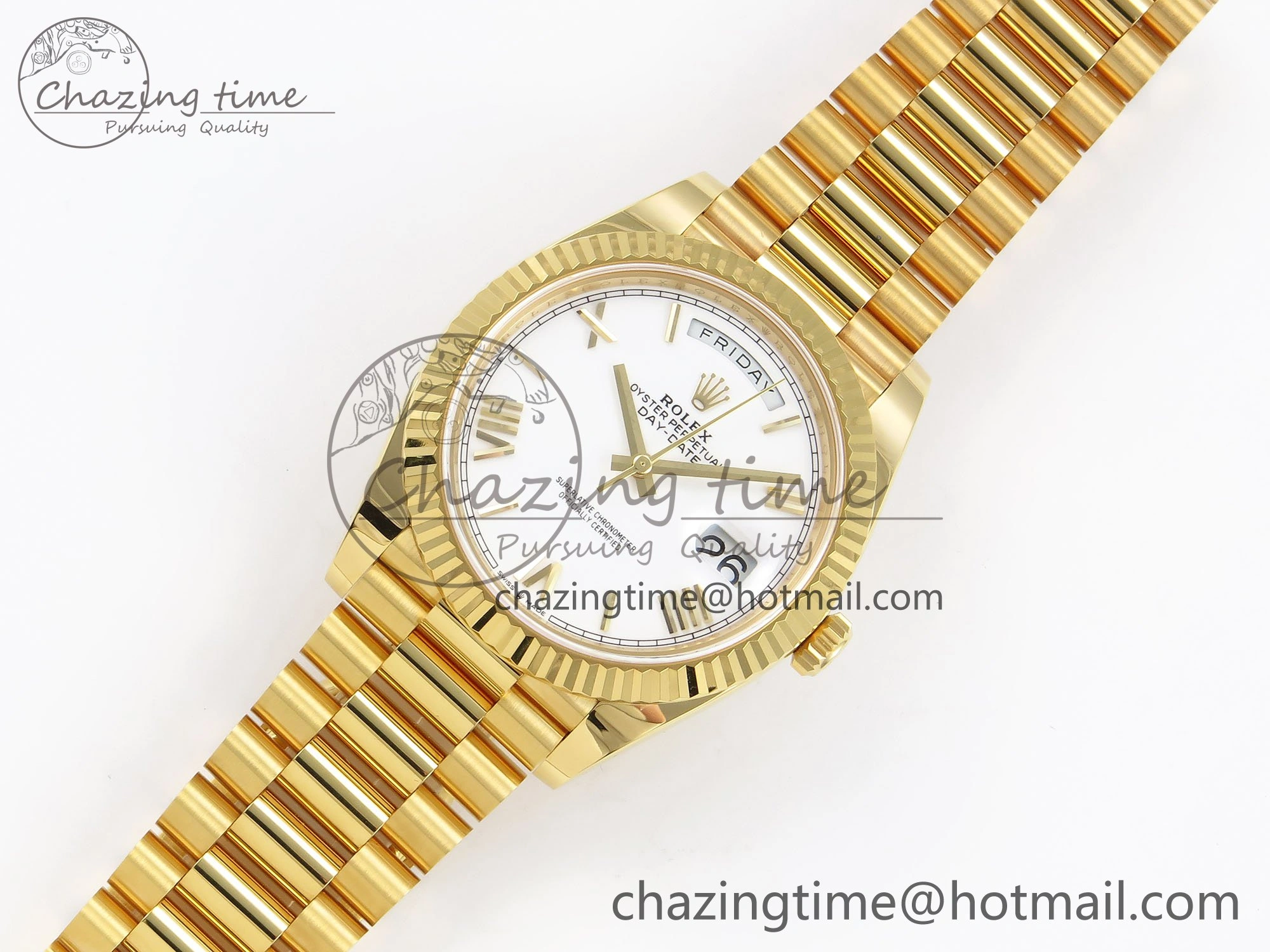 Bright Day Date 40 YG 228238 ARF 1:1 Best Edition White Roman Dial on President Bracelet VR 1511