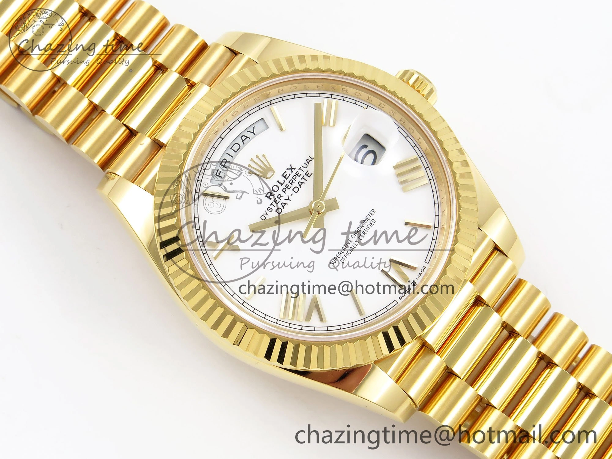 Bright Day Date 40 YG 228238 ARF 1:1 Best Edition White Roman Dial on President Bracelet VR 1511