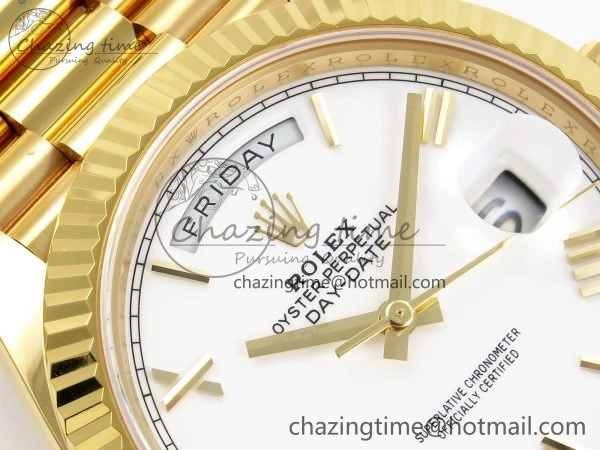 Bright Day Date 40 YG 228238 ARF 1:1 Best Edition White Roman Dial on President Bracelet VR 1511
