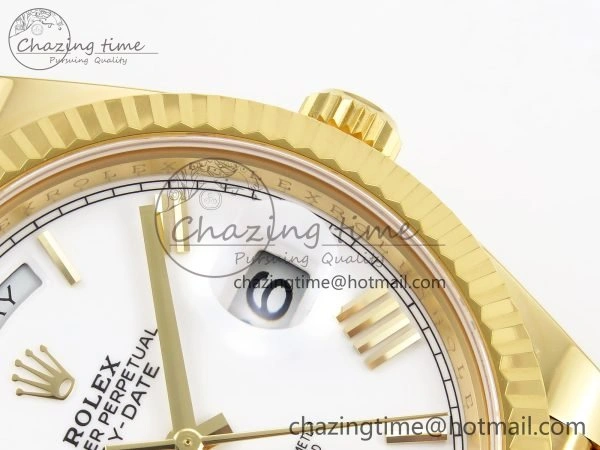 Bright Day Date 40 YG 228238 ARF 1:1 Best Edition White Roman Dial on President Bracelet VR 1511